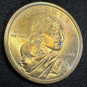 2000-P Sacagawea Dollar, BU, NUCLEAR LUSTER & PASTEL TONING!!!      100-0319